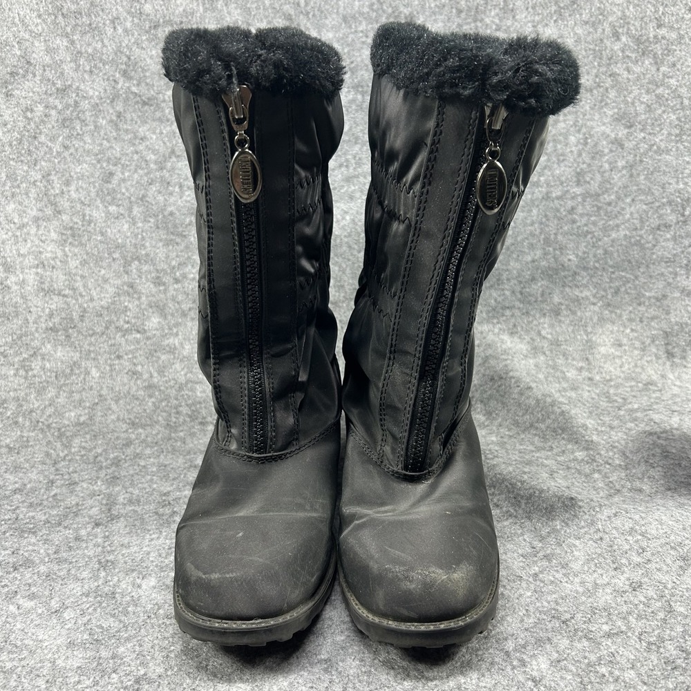 Trotters Alberta Winter Boots 6 M Black Faux Fur Lined Zip Up Nylon